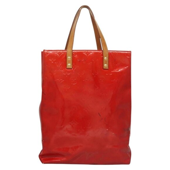LOUIS VUITTON Monogram Vernis Reade MM Hand Bag Red Rouge - Picture 2 of 14